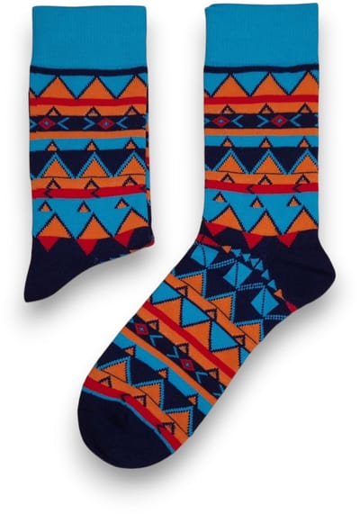 Afrikaanse sokken / Afro sokken / Kente sokken - Blauw Oranje Tribal print - Afrika print kousen / Happy Colorful Socks / Vrolijke sokken Maat 41-46