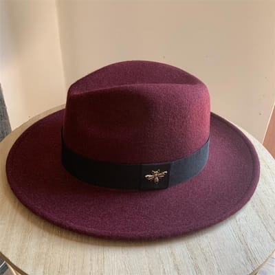 Nieuwe Franse Wollen Tophoed met Brede Rand die Gezicht Toont voor Dames Kleine Bij Britse Stijl Veelzijdige Jazzhoed average size black