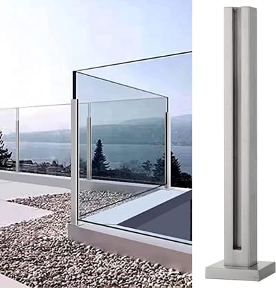 Glazen Balustrade Paal - Reling Ondersteuning - Terras Afscheiding - Roestvrij Staal - 5x5 cm Top - Zilverkleurig