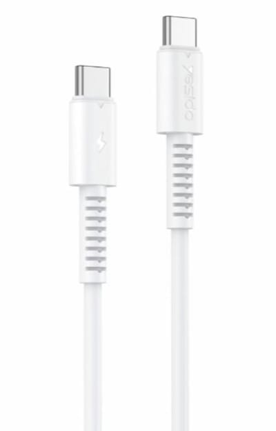Yesido CA154 USB-C naar USB-C Kabel – 60W Power Delivery – 1 meter – Snellader – PVC – Wit