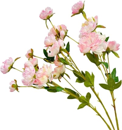 Kunstmatige pioenen - Zijden bloemen - Decoratie creëren - Flexibele stelen - 3 takken 77 cm - Roze
