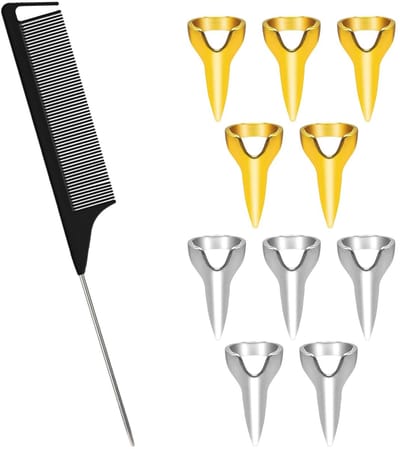 Dailygoods- Vlechtringen 10 stuks - Haarvlechtgereedschap - Zwarte Stalen Kam - Duurzaam Metaal - Uniseks - Herbruikbaar - Haaraccessoires