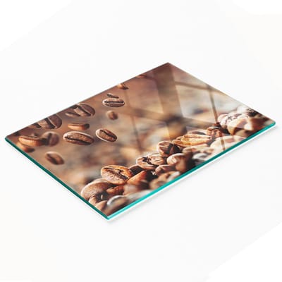 Decoratieve serveerplank van glas met koffiebonenmotief, 80x52 cm