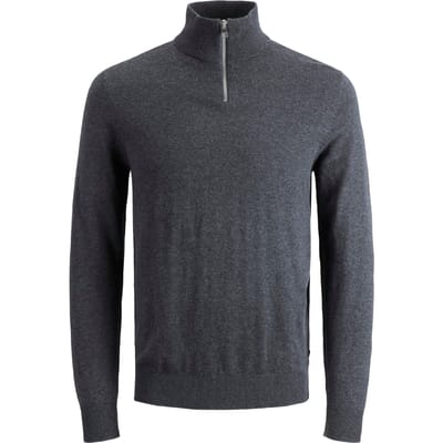 Jack & Jones - Heren Trui Emil Knit Half Zip - Grijs - Maat XXL