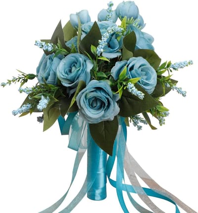 Bruidsboeket Kunstbloemen - Zijden Bloemen - Bruiloft Decoratie - Handgemaakt Arrangement - 22 x 26 cm - Wit