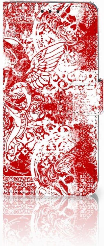 Book Case voor Telefoonhoesje met Naam Huawei P30 Pro Angel Skull Rood