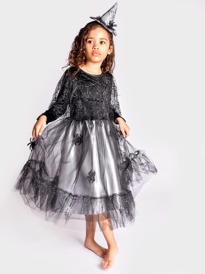 Den Goda Fen heksenjurk verkleedkleding met accessoires 98-104 cm.