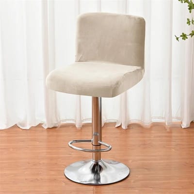 Fluwelen Barstoelhoezen Korte Rug Stretch Stof Kruk Zittinghoes Slipcovers Hotel Banket Dineren Kleine Stoelhoes Effen Kleur beige