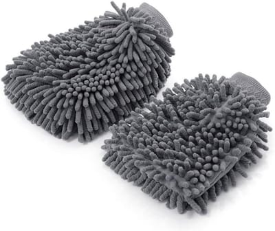 2 stuks microvezel autowashandschoen voor het reinigen van auto en motorfiets, krasbestendige doek, professionele reinigingsaccessoires, verwijdert vuil zonder schade aan de carrosserie