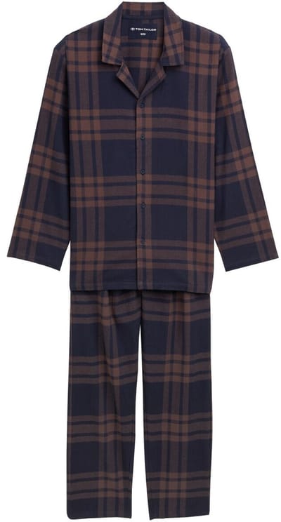 Tom Tailor - Pyjamaset met ruitjespatroon - Maat 48 - braun-dunkel-Karo