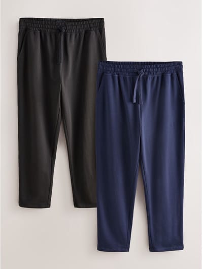 Next - Heren - Open zoom - Lichtgewicht 100% katoenen joggingbroeken verpakking van 2 - Zwart