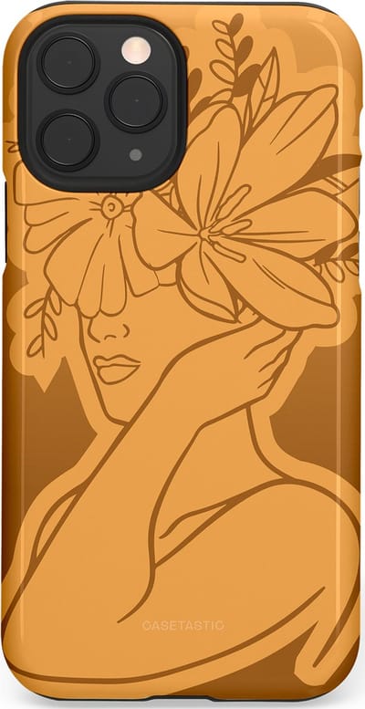 Casetastic hoesje geschikt voor Apple iPhone 11 Pro - Dubbellaagse bescherming - Botanische Elegantie - Fashion Case - Goud Bruin Terracotta