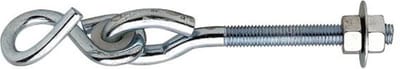 Schommelhaak - 1x - verzinkt staal - 180 mm - met s-haak en bus - voor ophangen en bevestigen van touw / voorwerpen - schommelhaken / krulhaak