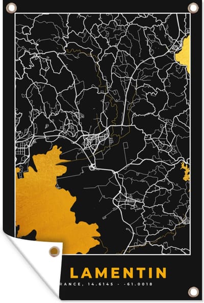 Muurdecoratie Plattegrond – Kaart – Frankrijk – le Lamentin - Stadskaart - 120x180 cm - Tuinposter - Tuindoek