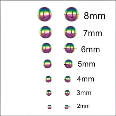 Aramat Jewels | Oorbellen | Stalen Bolletjes Oorbellen - Maten en Kleuren | Multikleurig / 8 mm | | | | Kinderen, Volwassenen | Verkleurd niet