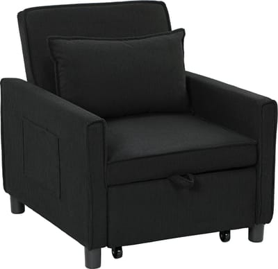 Slaapstoel - Uitklapbaar - Slaapbank - Logeerbed - Zetelbed - Slaapfauteuil - Vouwbed - 1 persoons - Zeer comfortabel - Zwart
