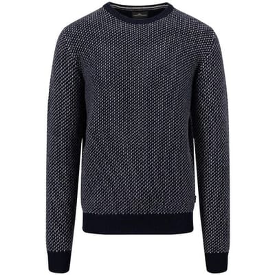 Fynch-Hatton Trui O-Neck Lambswool Mini Jacquard Navy / male