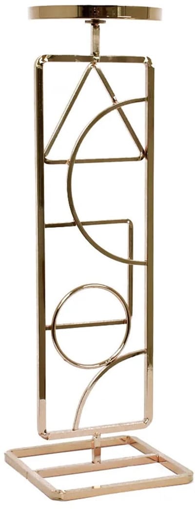 KANDELAAR | KAARSENSTANDAARD | LANTAARN | WINDLICHTEN | KAARSENHOUDERS | WAXINELICHTHOUDER | THEELICHTHOUDER | ALUMINIUM | XL EXTRA LARGE | ROSE GOUD | 12x12x37.5CM.