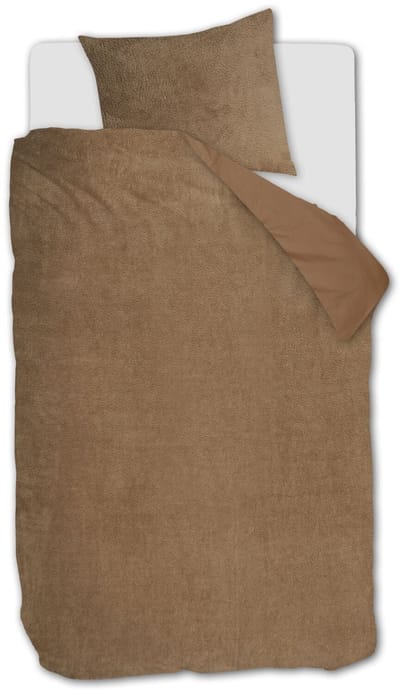 Ambiante Plush Teddy dekbedovertrek - Eenpersoons - 140x200/220 - Bruin