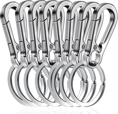 Dailygoods - Amaxiu 8 Stuks Zware Zinklegering Sleutelhanger - Metalen Karabijnhaak Autosleutelhouder Met Lente Snelsluiting Clips Voor Mannen