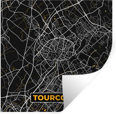 Muurstickers - Sticker Folie - Kaart – Tourcoing - Plattegrond – Frankrijk – Stadskaart - 100x100 cm - Plakfolie - Muurstickers Kinderkamer - Zelfklevend Behang XXL - Zelfklevend behangpapier - Stickerfolie