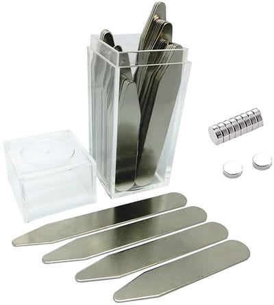 Dailygoods- Kraagstangen 40 Stuks - Roestvrij Staal - Met Opbergdoos - 10 Magneten - 4 Maten - Schokbestendig Ontwerp - Kraagsteunen