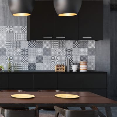 Zelfklevende muurtegelstickers voor keuken en badkamer - 24 Scandinavische cementtegelstickers ALRIK - 24 stickers 15x15cm