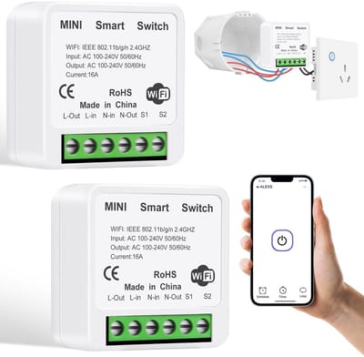 Allecto - Draadloze lichtschakelaar - Slimme schakelaar - 30 m bereik - Licht bediening - Geen bedrading - Geschikt voor elke ruimte - Compact formaat
