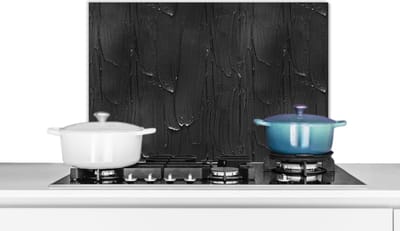 Spatscherm Keuken - Kookplaat Achterwand - Spatwand Fornuis - 60x40 cm - Verf - Zwart - Patronen - Aluminium - Wanddecoratie - Muurbeschermer - Hittebestendig