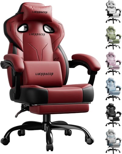 LUCKRACER - Gaming Stoel Bureaustoel - Met Memory Foam en Voetensteun - Rood