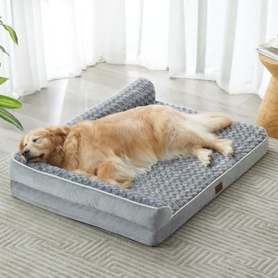 Groot orthopedisch hondenbed - waterdichte, wasbare hoes, grijs, 42"L x 30"B x 7,5"T