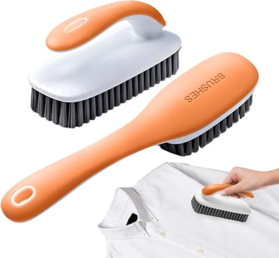 Wasvlekkenborstel Set - Kledingschrobbers - Vlekken Verwijderen - Ergonomische Handgrepen - 2 Stuks - Oranje