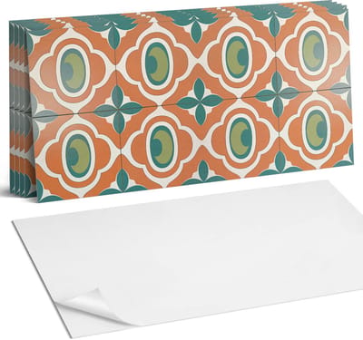 Coloray Plaktegels - Mozaïekpatroon met plantenmotief Wandtegel Zelfklevend - 60 cm x 30 cm - Groente Plaktegels - 6 stuks - Rechthoek PVC Tegels - Plaktegels Keuken - Zelfklevende Vloertegels Badkamer - Vinyltegels Vloer Zelfklevend