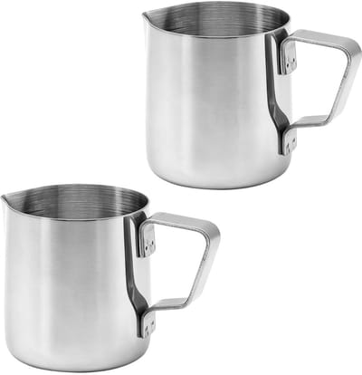 Dailygoods- Melkkannetje 150 ml - RVS 304 - 2 Stuks - Opschuimen - Latte/Cappuccino - Voedselveilig - Melkschuimer