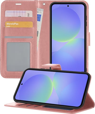 Hoesje - Geschikt voor Samsung Galaxy A36 - Luxe Bookcase - Walletcase Hoes - Portemonnee - Cover - Telefoonhoes - Rosé goud