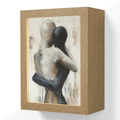 Wandlamp 15x20 cm - Oplaadbaar - Abstract - Liefde - Zwart wit - Modern - Wandlampen binnen woonkamer - Slaapkamer lamp met kabel - Decoratieve nachtlamp - Vloerlamp snoer