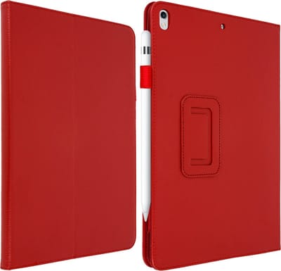 Avizar Hoesje Folio Geschikt voor Apple iPad Air 3 2019 / Pro 10.5 Gekorreld Effect met Videostandaard, Rood