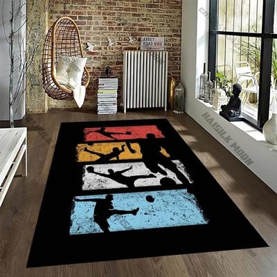 15 Maat Voetbal Sporten Cartoon Patroon Kamerkleed Street Fashion Tapijt voor Slaapkamer Woonkamer Vloermat Antislip Stoelkleed Cadeau 50x80cm20x31in