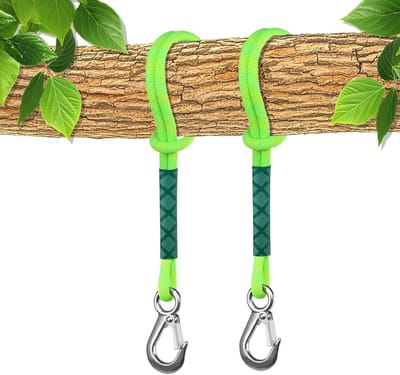 Swing Bevestiging met Touw, 0.6 m, Zware Carabiner Bevestiging, Hangtouw voor Speeltuin, Schommels en Hängmatten, Duurzaam en Betrouwbaar