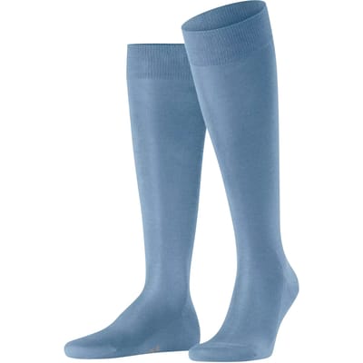 FALKE Tiago lang eenkleurig fil d'Ecosse katoen kniekousen heren blauw - maat 45-46