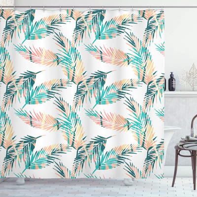 ABAKUHAUS Bladeren Douchegordijn – 175x180 cm – Polyester, waterafstotend