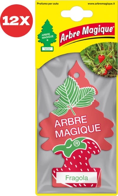 12 stuks Aardbei Arbre Magique Geurboom luchtverfrisser voor in de auto Fragola – Car Parfum – Geurboompje – Geurbooster – Wonderboom – Geurverfrisser – Nieuwe Auto – Autogeur – Autoparfum – Geurblad