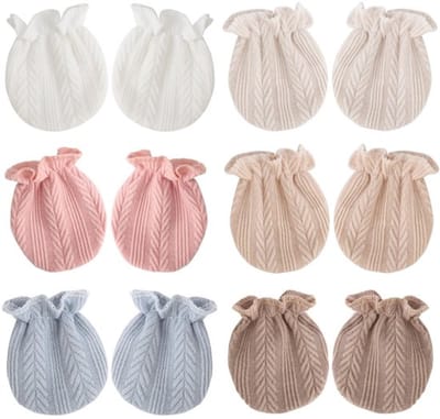 Wanten Baby 6 Paar - Katoenen Wanten - Geen Krassen - Baby Handschoenen - Organisch Gecertificeerd Katoen - Elastisch Polsgedeelte - Babyhandschoenen