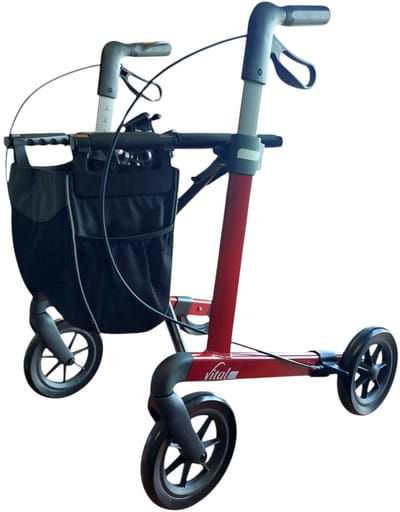 Ludwig Bertram Vital Plus Lichtgewicht (7.1 kg) Rollator – Kersrood – Opvouwbaar – Softwielen – Inclusief Tas & Rugband – Tot 150 kg