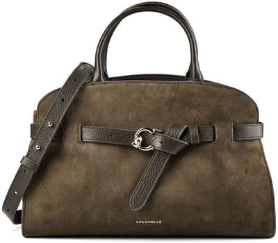 COCCINELLE Leren handtas schoudertas Sabine Suede Bi Handbag Fango / Fango donkergroen