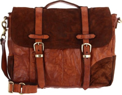 CAMPOMAGGI Leren Afzonderlijke gevallen Business tas Carrier Bag Congnac Bruine