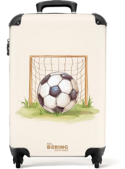 NoBoringSuitcases.com® - Kinderkoffer - Kindertrolley jongen en meisje - Voetbal in een goal - Handbagage koffer lichtgewicht - Reiskoffer trolley kinderen - Rolkoffer met wieltjes - Past binnen 55x40x20 en 55x35x25