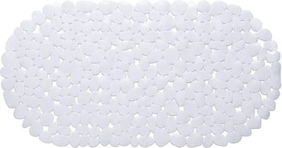 Wicotex grijze anti-slip badmat - 68 x 35 cm - ovaal - Badkuip mat - Schimmelbestendig - Anti-slip grip mat voor douche/bad