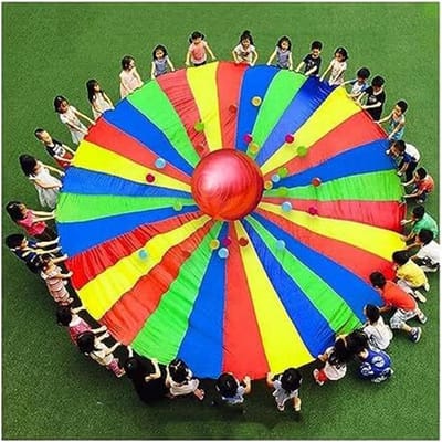 Buiten Parachute Spel - Speel Parachute - Buiten Activiteiten - Bevordert Teamwork - 50 Gram - Regenboog