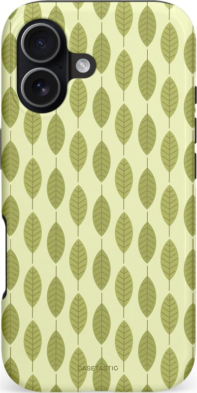 Casetastic hoesje geschikt voor Apple iPhone 17 - MagSafe - Dubbellaagse bescherming - Bladerenpracht in het groen - Fashion Case - Crème Olijfgroen